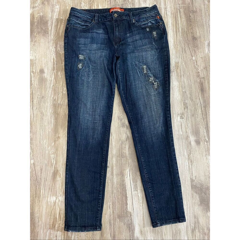 Zana Di Jean High Rise Jeans Dark Wash Rhinestones Women’s Sz 16
